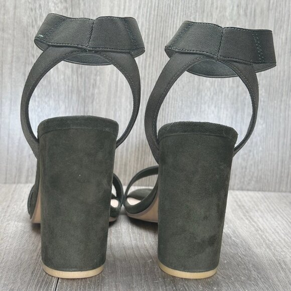 Steve Madden Celebrate Heeled Sandal Womens 9.5M Elastic Ankle Strap Suede Olive - Picture 5 of 13